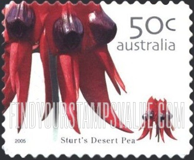 FindYourStampsValue: Wild Flowers: Sturt’s desert pea