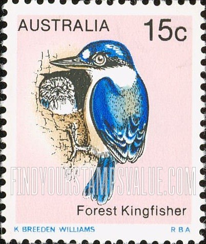 FindYourStampsValue: Forest kingfisher, vertical: Bird Type of 1978