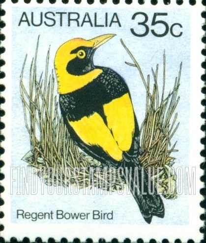 FindYourStampsValue: Regent bower bird, vertical: Bird Type of 1978