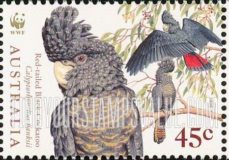 FindYourStampsValue: Endangered Birds: Red-tailed black cockatoo