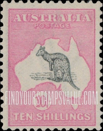 FindYourStampsValue: Kangaroo and Map: Types of 1913-1923 Issues