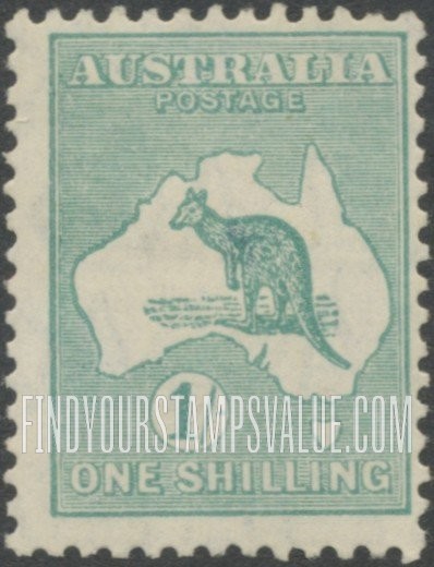 FindYourStampsValue: Kangaroo and Map: Type of 1913