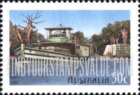 FindYourStampsValue: Murray River Shipping, 150th Anniversary: Oscar W