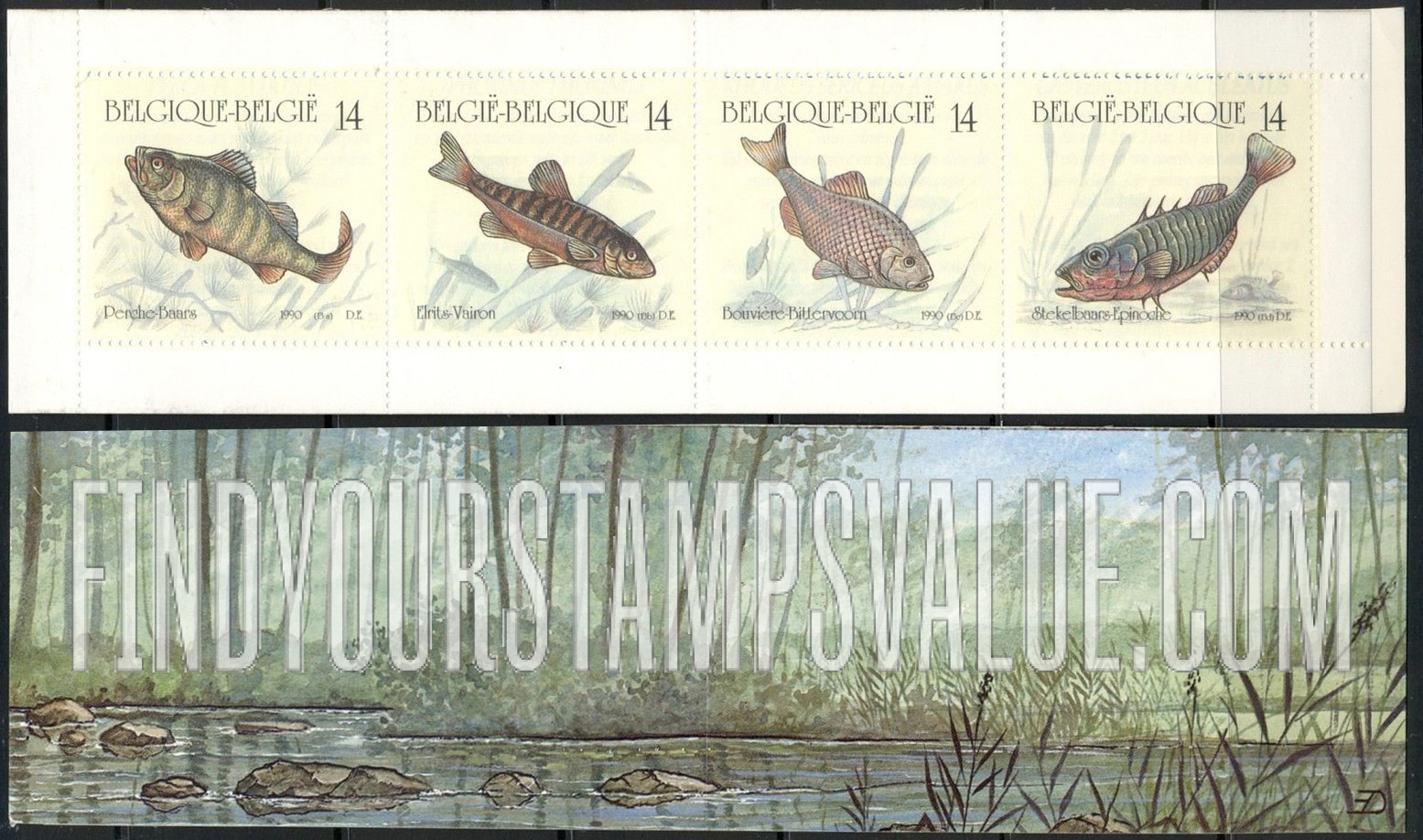 FindYourStampsValue: Fish: Perch (Perche), Minnow (Vairon), Bitterling (Bouviere), Stickleback (Epinoche)