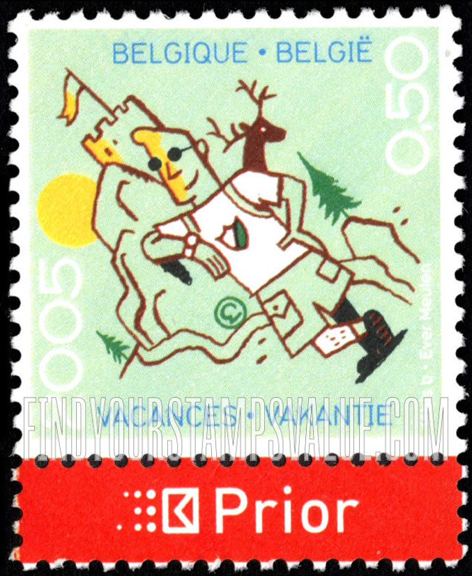 FindYourStampsValue: Vacations: Man in Ardennes Forest, deer