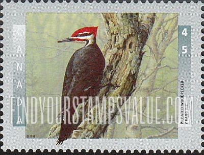FindYourStampsValue: Birds: Pileated woodpecker