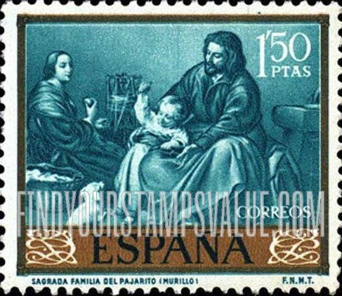 FindYourStampsValue: Murillo Paintings: Holy Family with Bird