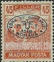 FindYourStampsValue: ISSUED UNDER ROMANIAN OCCUPATION - Harvesting Wheat: On Stamps of 1919, Overprinted in Blue