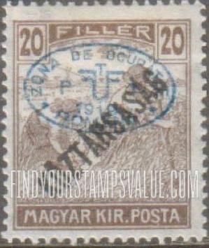 FindYourStampsValue: ISSUED UNDER ROMANIAN OCCUPATION - Harvesting Wheat: On Stamps of 1918-19, Overprinted “Koztarsasag”
