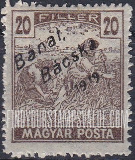 FindYourStampsValue: Issued under Serbian Occupation - Harvesting Wheat: Hungarian Stamps of 1913-19 Overprinted in Black