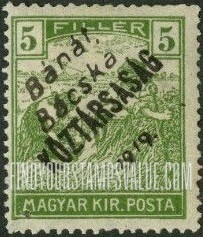 FindYourStampsValue: Issued under Serbian Occupation - Harvesting Wheat: Hungarian Stamps of 1913-19 Overprinted in  Black