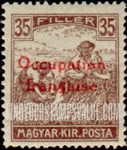 FindYourStampsValue: OCCUPATION STAMPS - Harvesting Wheat: Stamps of Hungary Overprinted in Red
