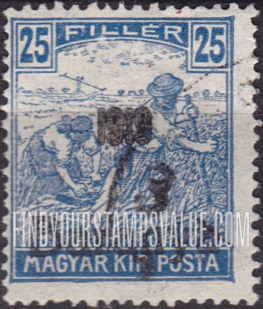 FindYourStampsValue: FIRST BARANYA ISSUE - Harvesting Wheat: Overprinted in Black