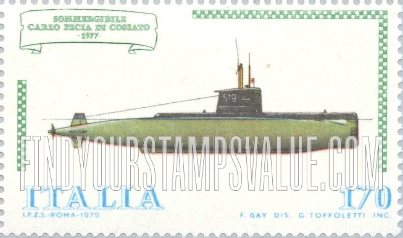 FindYourStampsValue: Ship Type of 1977: Submarine Carlo Fecia
