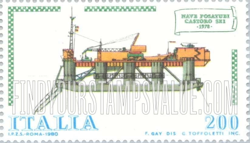FindYourStampsValue: Ship Type of 1977: Floating dock Castoro Sei