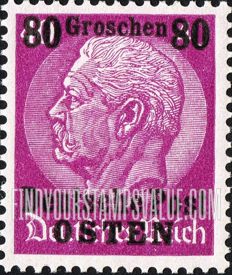 FindYourStampsValue: OCCUPATION - Hindenburg: German Stamps of 1934 Surcharged in Black