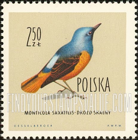 FindYourStampsValue: Birds: Rock thrush