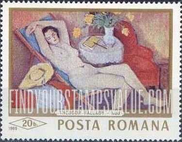 FindYourStampsValue: Reclining Woman, by Theodor Pallady, horizontal: Painting Type of 1968