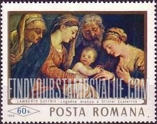 FindYourStampsValue: Paintings: The Mystical Betrothal of Saint Catherine, by Lamberto Sustris, horizontal
