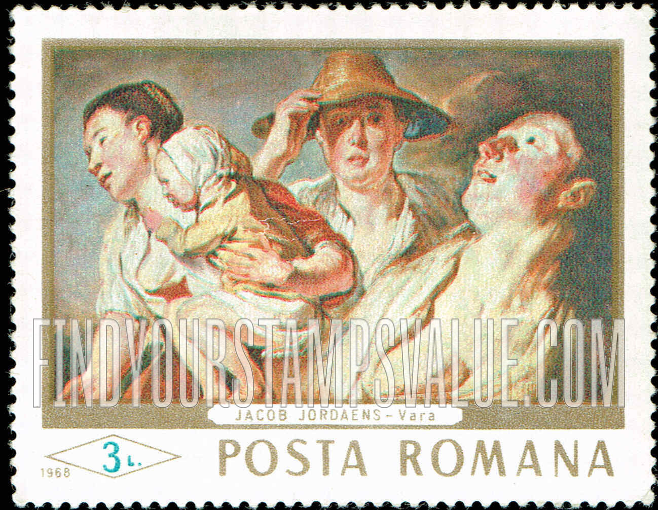 FindYourStampsValue: Paintings: Summer, by Jacob Jordaens, horizontal