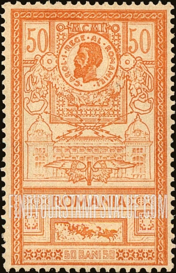 FindYourStampsValue: King Carol I and Facade of New Post Office