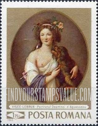 FindYourStampsValue: Doamnei d’Aguesseau, by Madame Vigée-Lebrun: Painting Type of 1968