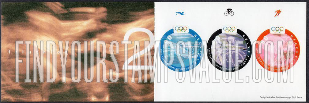 FindYourStampsValue: Federal Administration, 2000 Summer Olympics, Sydney: Swimmer, Cyclist, Runner