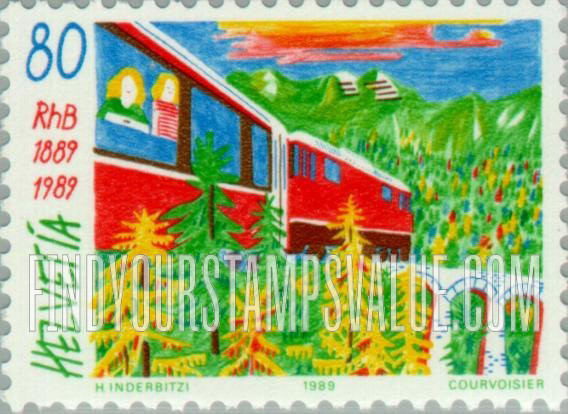 FindYourStampsValue: Federal Administration, Rhaetian Railway, Centenary: Train, viaduct