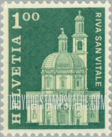 FindYourStampsValue: Federal Administration, Regular, 1960-63: Santa Croce Church, Riva San Vitale