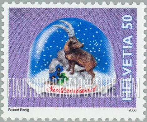 Federal Administration, Swiss Souvenirs, Souvenirs in snow domes: Figurine of ibex