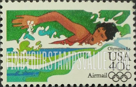 FindYourStampsValue: Air Post: SUMMER OLYMPICS, LOS ANGELES 1984 - Women's Swimming