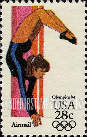 FindYourStampsValue: Air Post: SUMMER OLYMPICS, LOS ANGELES 1984 - Women's Gymnastics