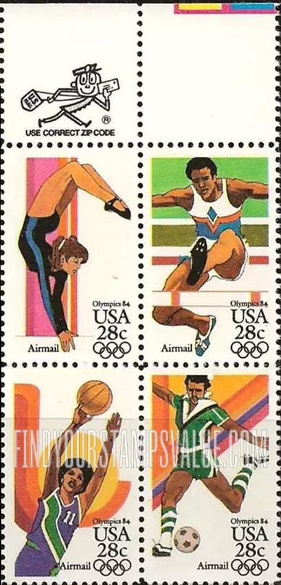 FindYourStampsValue: Air Post: SUMMER OLYMPICS, LOS ANGELES 1984