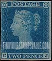 FindYourStampsValue: Great Britain (United Kingdom): Queen Victoria - Two Pence Blue