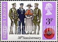 Great Britain (United Kingdom): 50th Anniversary of the British Legion - Servicemen and Nurse of 1921