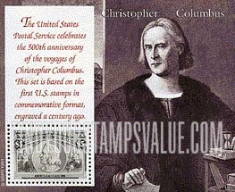 VOYAGES OF COLUMBUS - Chistopher Columbus, Souvenir sheet of 1 stamp