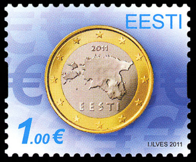 Estonian stamp in honour of adoption of the euro