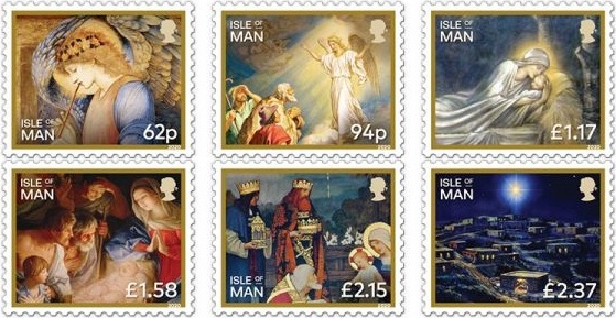 The Story of the Nativity told with six stamps by Isle of Man!