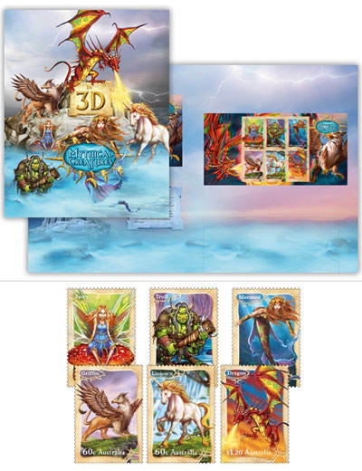 Australia Post's first 3D minisheet features mythical creatures