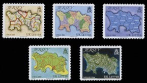 Maps of Jersey on stamps