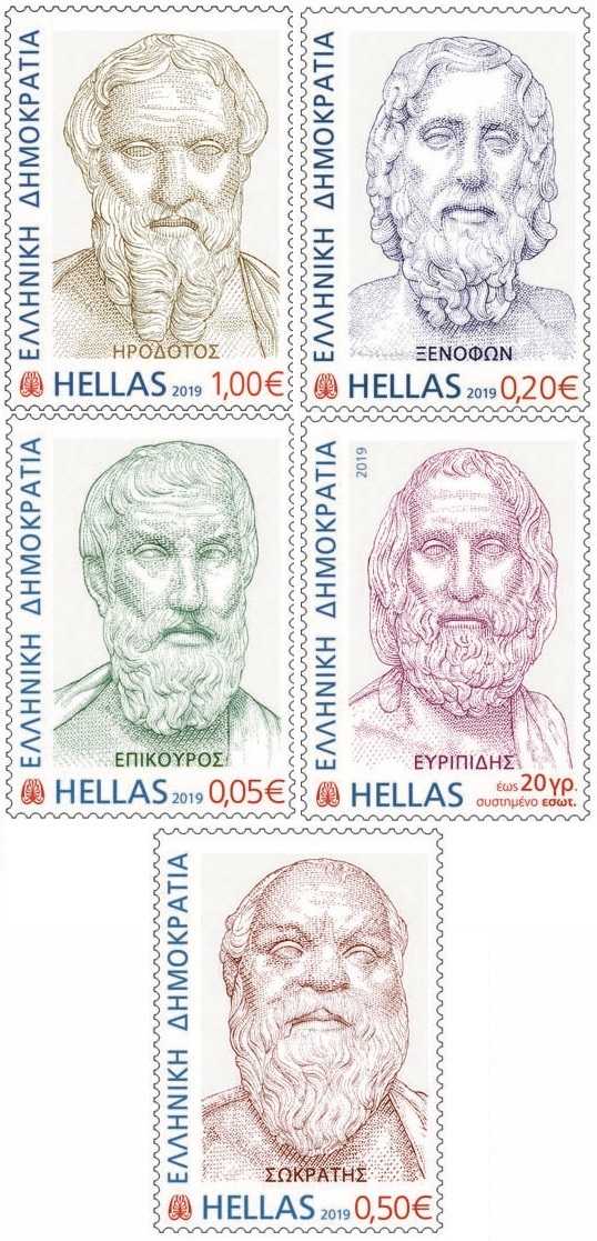 Ancient Greek literature – five stamps released by Greece Post