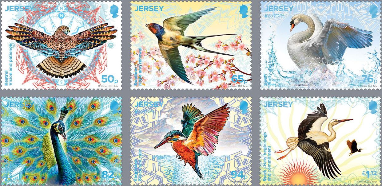 Jersey Post introduced six “Europa 2019 - National Birds” stamps