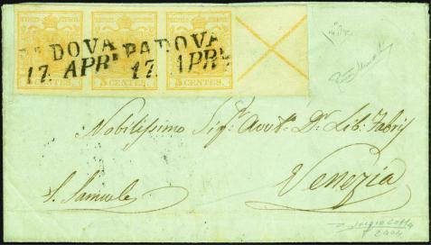 Corinphila sold three 5c. yellow ochre stamps on cover for $165,117!