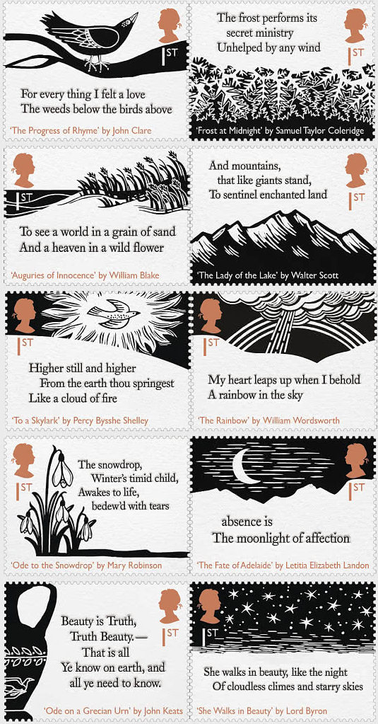 Discover the world of Romantic poetry with ten new stamps by Royal Mail!
