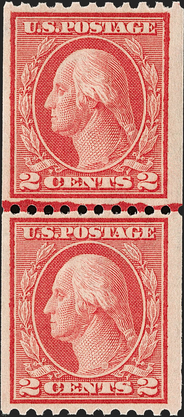 Siegel is to sell 2c Red Coil joint line pair for $28,000