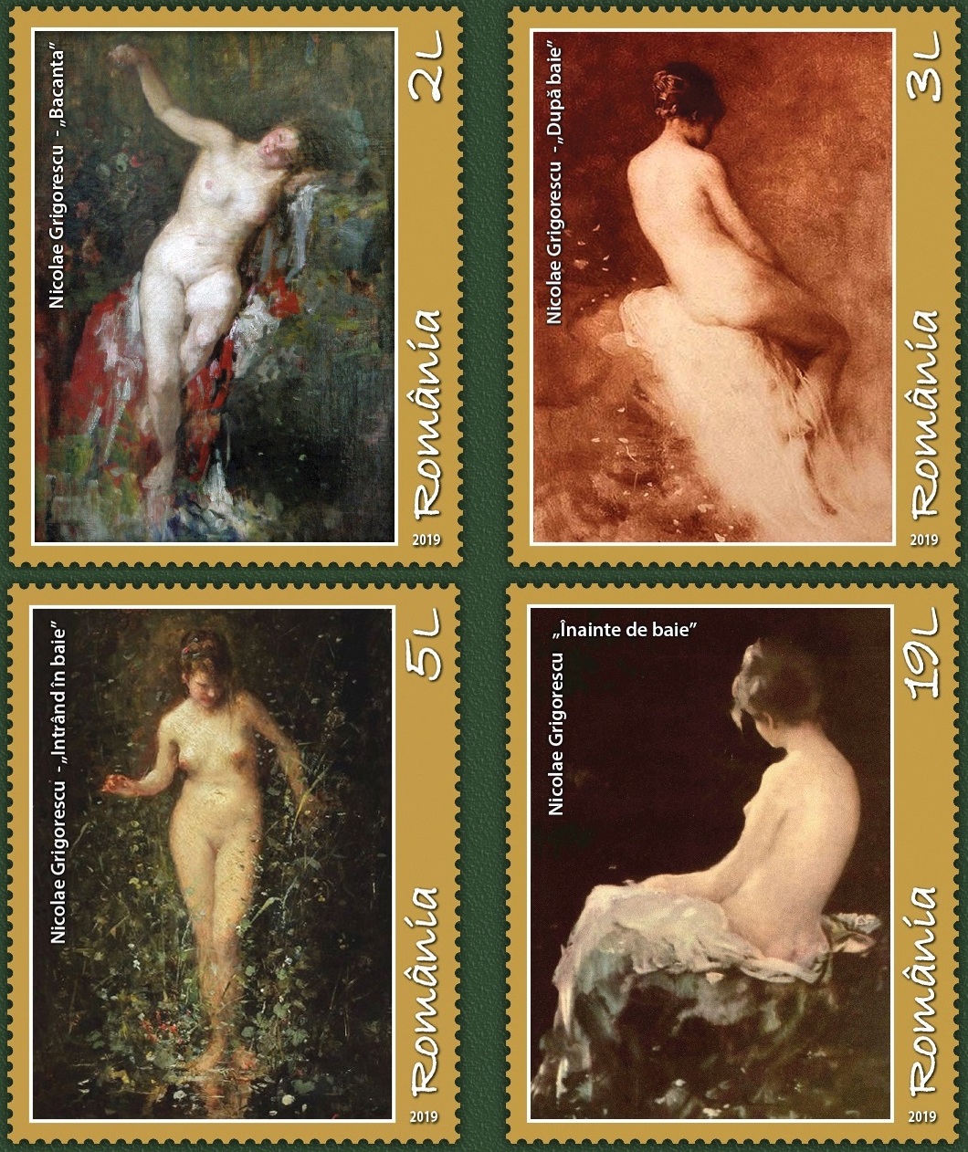 Nudes in Romanian painting – 4 stamps introduced by Romfilatelia