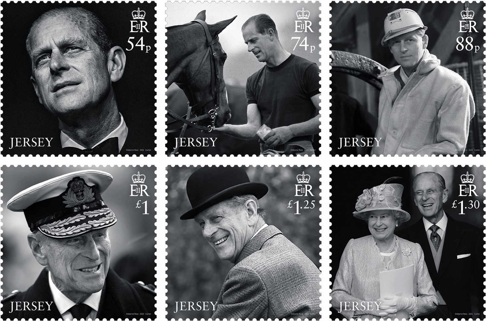 Jersey Post honors Prince Philip with six special stamps!