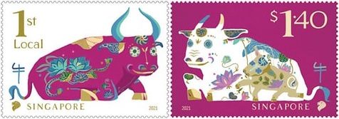 SingPost issued two stamps to usher in the Year of the Ox!