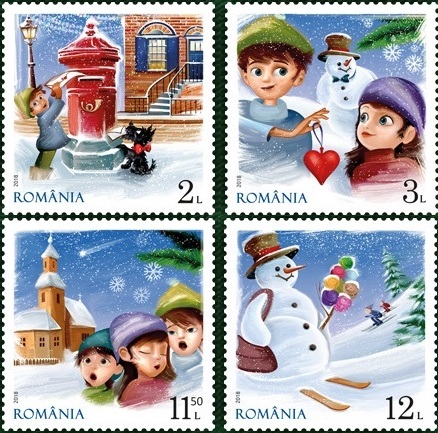 Winter customs appeared on four new stamps by Romfilatelia