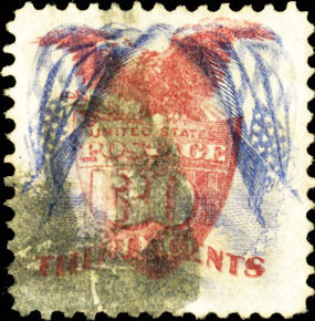 Cherrystone offers 1869 30c Ultramarine & Carmine Flags Inverted for $70,000